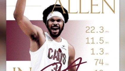 开云-贾勒特·阿伦二月场均22.3分11.5板&amp;命中率74% 米切尔：月最佳